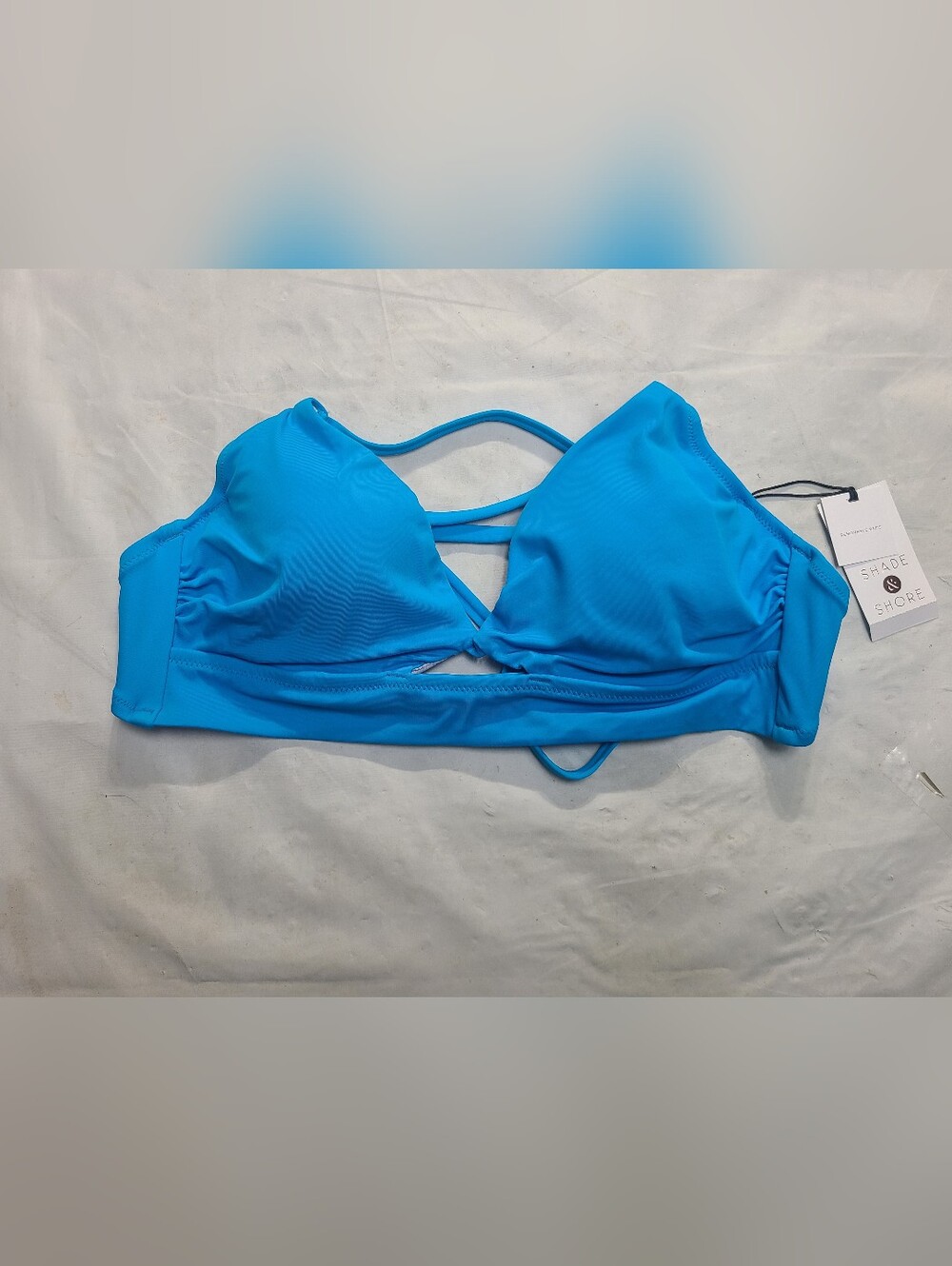 Women's Longline Cut Out Bikini Top Shade & Shore Pacific Blue Size 34C